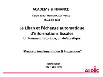 Le Liban et lchange automatique dinformations fiscales  Un tournant historique, un dfi