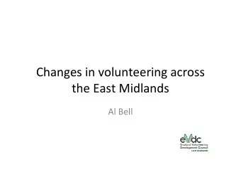 Changes in volunteering across  the East Midlands  Al Bell  EVDC  England Volunteering