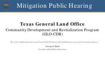 Mitigation Public Hearing  CDR  Texas General Land Office  Community Development and Revitalization