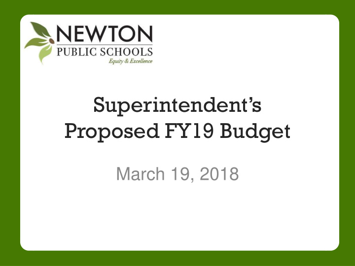 proposed fy19 budget