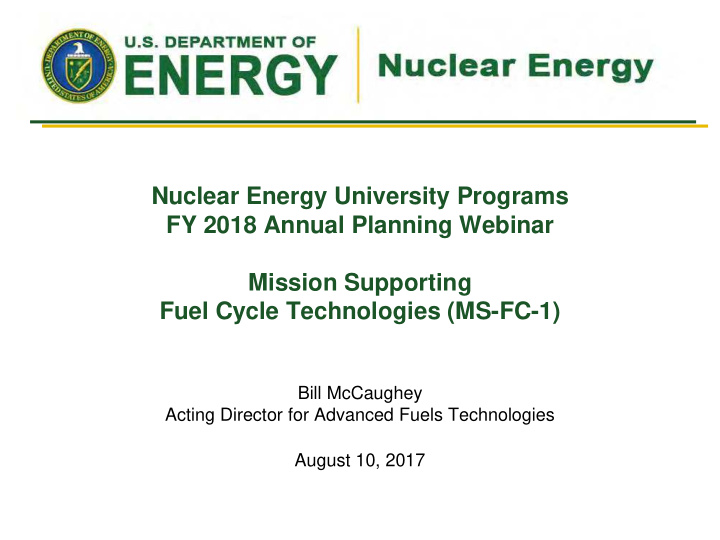 nuclear energy university programs fy 2018 annual
