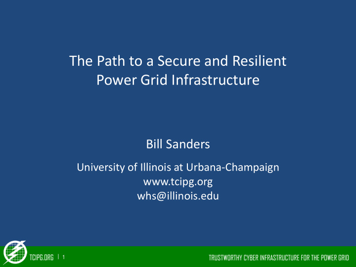 the path to a secure and resilient power grid