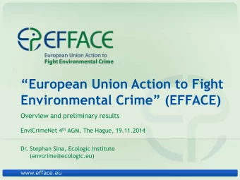 European Union Action to Fight Environmental Crime (EFFACE)  Overview and preliminary results