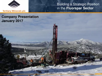 in the Fluorspar Sector  Company Presentation  January 2017  Disclaimer The content of information
