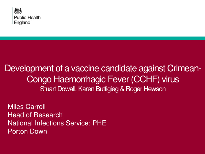 development of a vaccine candidate against crimean congo