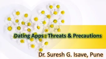 Dr. Suresh G. Isave, Pune  Online Dating : Session overview  Nature of Online Dating  Threats