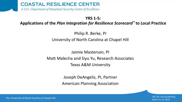 yrs 1 5 applications of the plan integration for