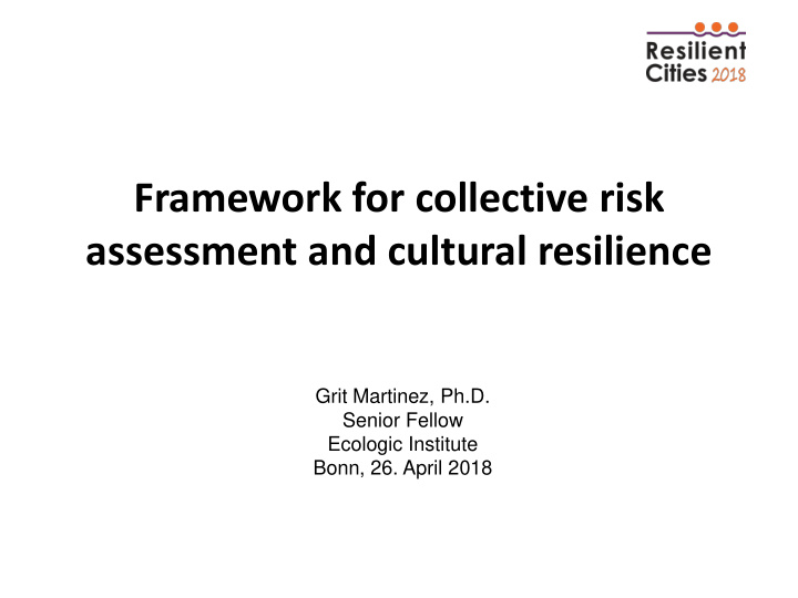 assessment and cultural resilience