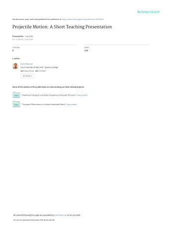 Projectile Motion: A Short Teaching Presentation Presentation  July 2020  DOI:
