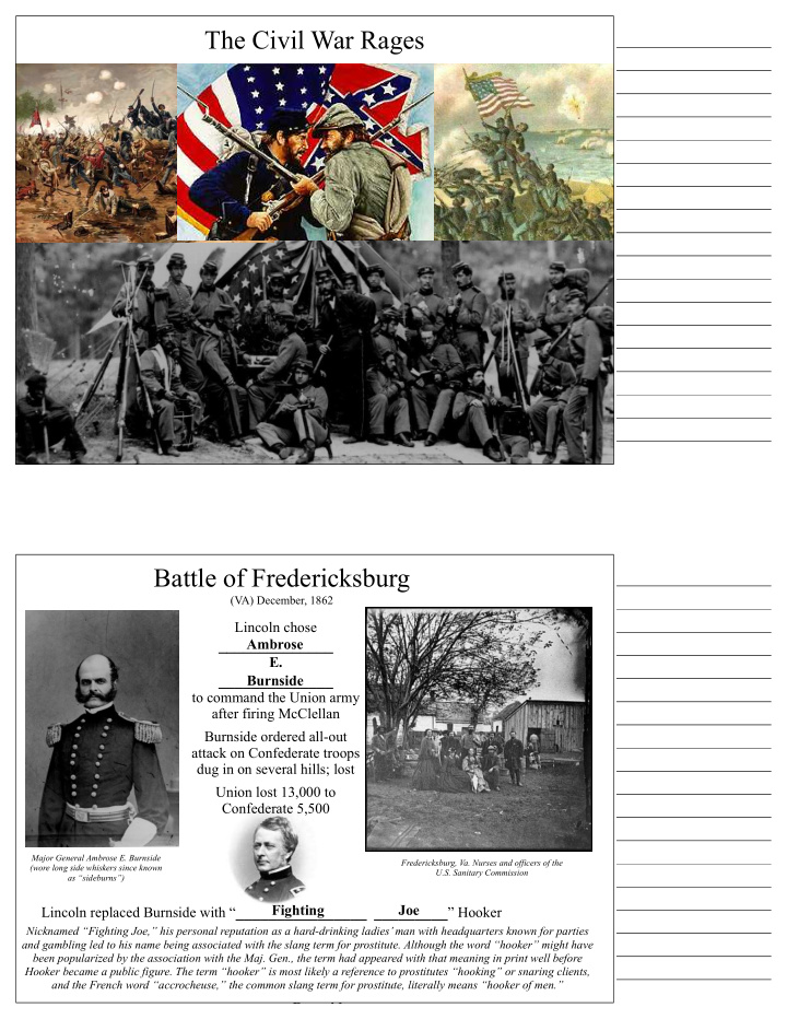 the civil war rages battle of fredericksburg