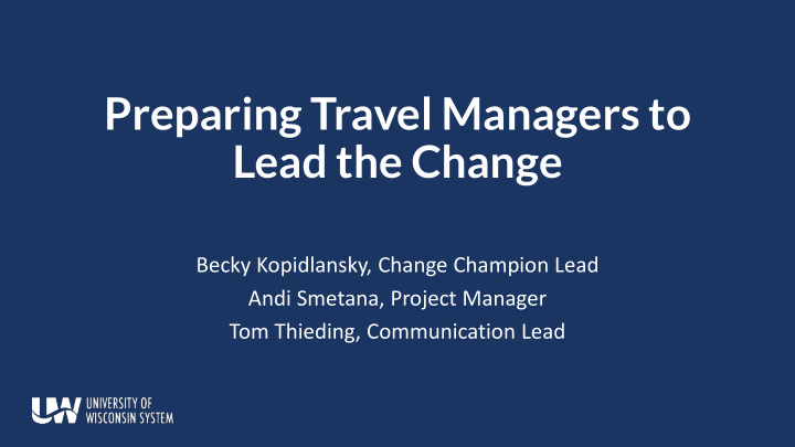 preparing travel managers to lead the change