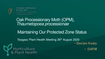 Oak Processionary Moth (OPM),  Thaumetopoea processionae  Maintaining Our Protected Zone Status