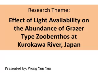 the Abundance of Grazer  Type Zoobenthos at  Kurokawa River, Japan  Presented by: Wong Yun Yun