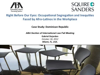 Right  Before  Our  Eyes:  Occupa5onal  Segrega5on  and  Inequi5es