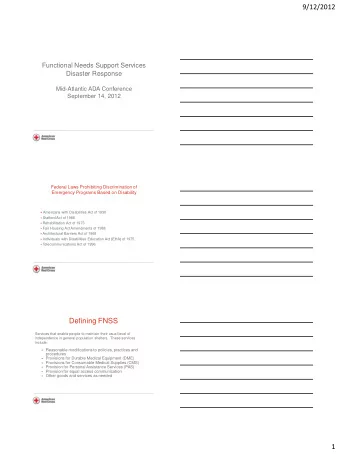 9/12/2012  Functional Needs Support Services  Disaster Response  Mid-Atlantic ADA Conference