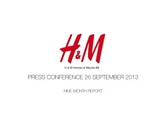 PRESS CONFERENCE 26 SEPTEMBER 2013  NINE-MONTH REPORT  KARL-JOHAN PERSSON  MANAGING DIRECTOR
