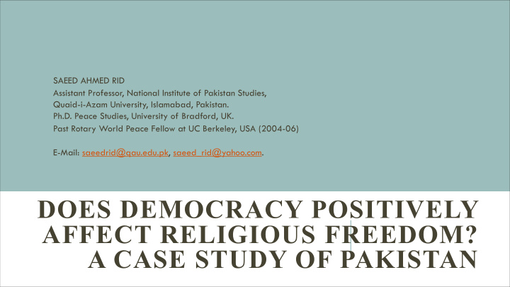 does democracy positively affect religious freedom a case