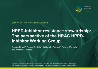 HPPD-inhibitor resistance stewardship:  The perspective of the HRAC HPPD-  inhibitor Working Group