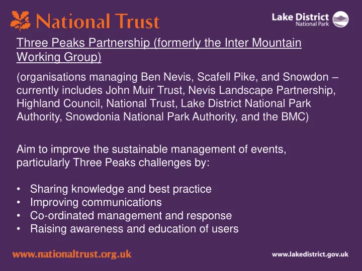 three peaks partnership formerly the inter mountain