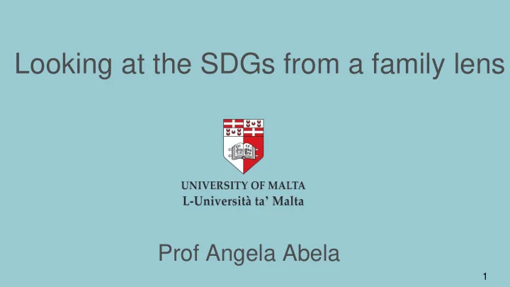 looking at the sdgs from a family lens