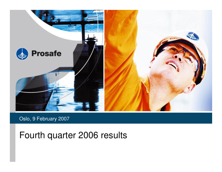 fourth quarter 2006 results