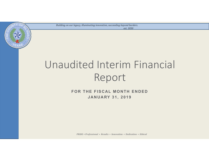 unaudited interim financial report