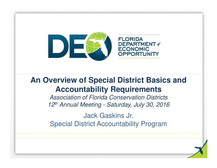 an overview of special district basics and accountability
