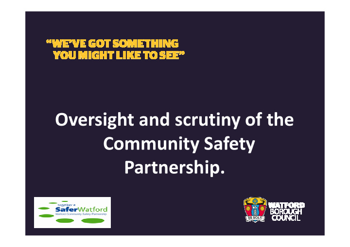 oversight and scrutiny of the community safety