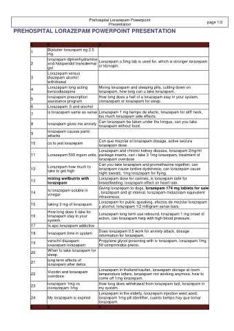 PREHOSPITAL LORAZEPAM POWERPOINT PRESENTATION  1  2  3  Bijsluiter lorazepam eg 2.5  1  mg