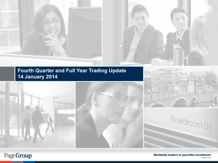 fourth quarter and full year trading update 14 january