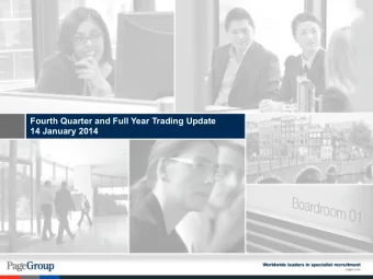 Fourth Quarter and Full Year Trading Update  14 January 2014  PageGroup Fourth Quarter and Full
