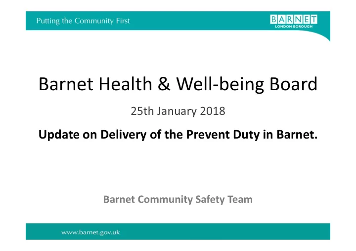 barnet health well being board