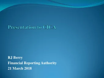 Financial Reporting Authority  21 March 2018  DISCLAIMER  Agenda    Role of the Financial