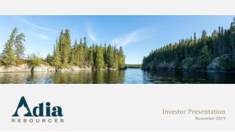 Investor Presentation  November 2019  Forward Looking Statement This document includes certain