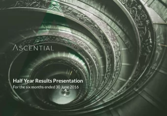 Half Year Results Presentation  For the six months ended 30 June 2016  Disclaimer  By attending the