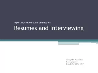 Resumes and Interviewing  Actuary Club Presentation  February 15, 2017  Brian Telfor  LMSW, GCDF