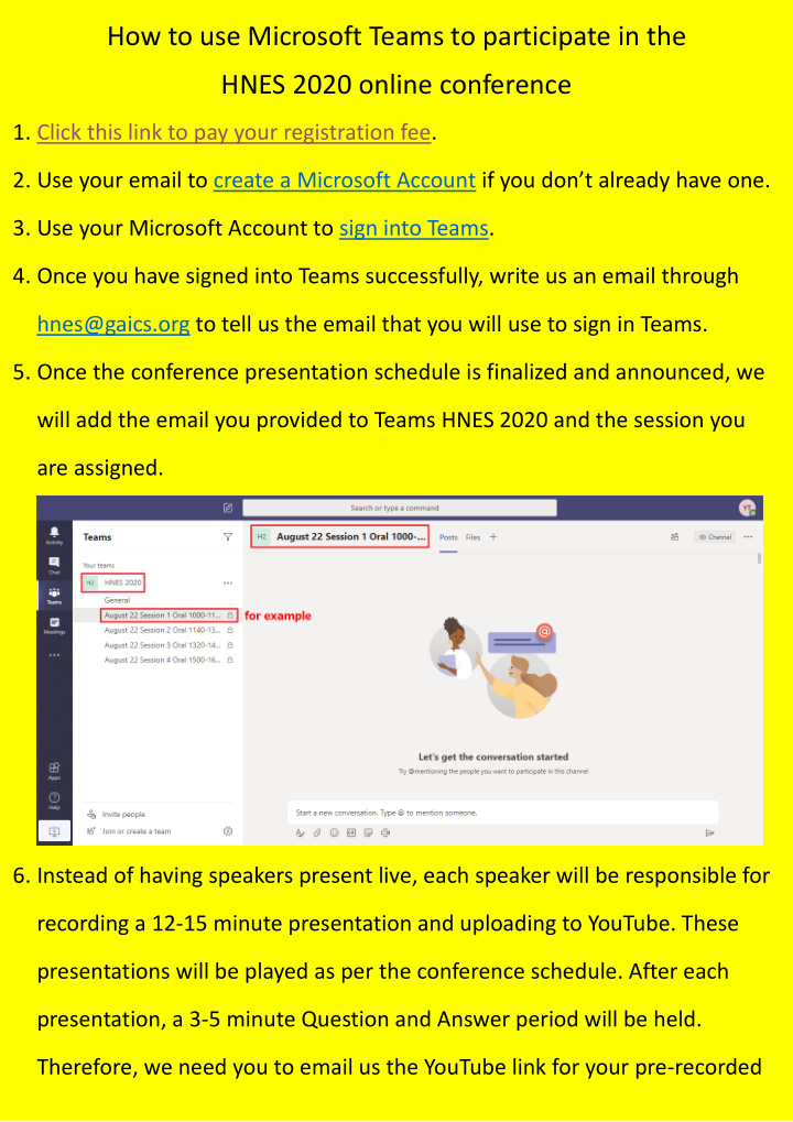 how to use microsoft teams to participate in the hnes
