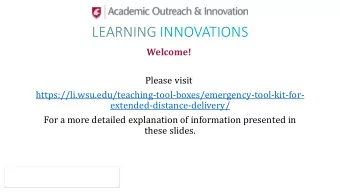 LEARNING INNOVATIONS  Welcome!  Please visit