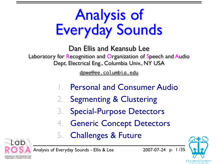 analysis of everyday sounds