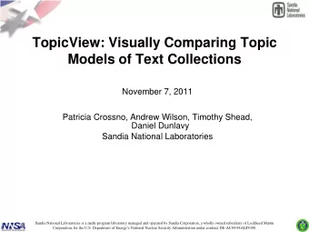 TopicView: Visually Comparing Topic  Models of Text Collections  November 7, 2011  Patricia