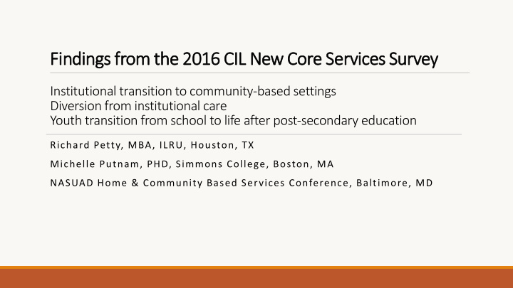 findings from the 2016 cil new core services survey