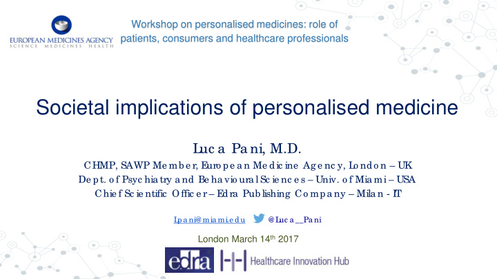 societal implications of personalised medicine