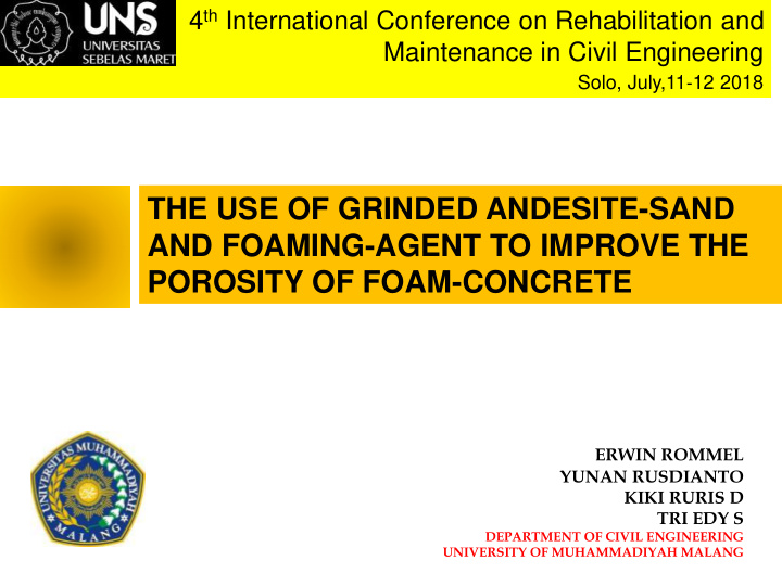 the use of grinded andesite sand and foaming agent to