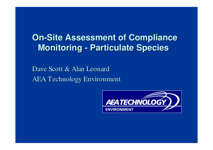 on site assessment of compliance on site assessment of