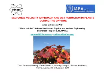 EXCHANGE VELOCITY APPROACH AND OBT FORMATION IN PLANTS  DURING THE DAYTIME  Anca Melintescu PhD