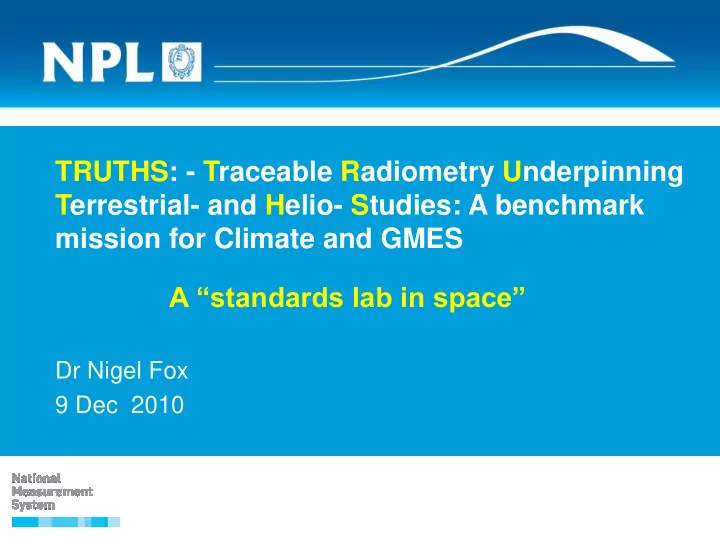 truths traceable radiometry underpinning terrestrial and
