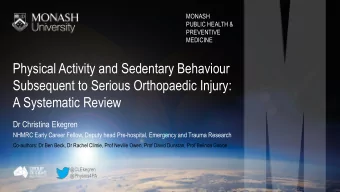 Physical Activity and Sedentary Behaviour  Subsequent to Serious Orthopaedic Injury:  A Systematic