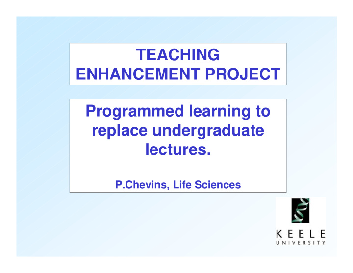 teaching enhancement project programmed learning to
