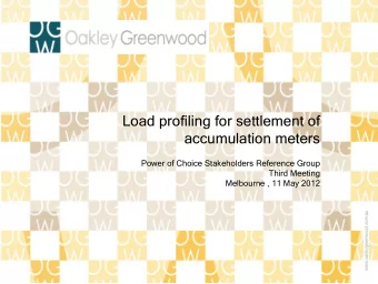 Load profiling for settlement of  accumulation meters  Power of Choice Stakeholders Reference Group