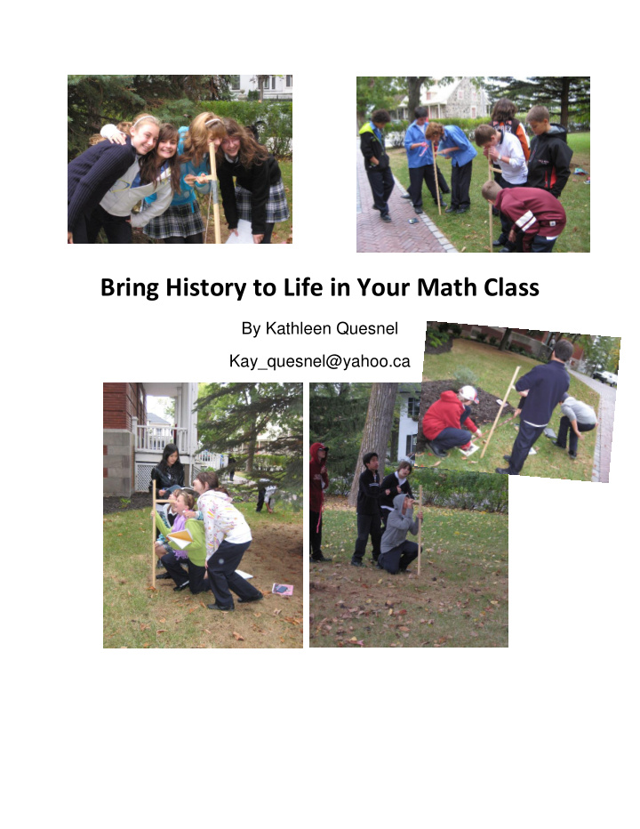 bring history to life in your math class